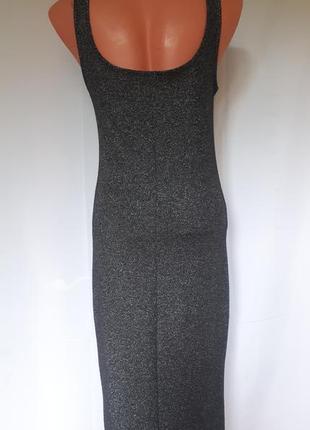 Коктельное черное люрексовое платье-майка zara (размер 38-40)6 фото