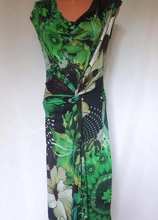 Зеленое трикотажное платье миди desigual(размер 38)