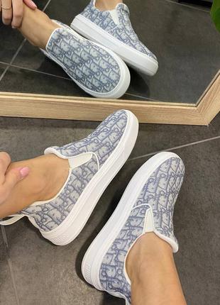 🌼dior slip on solar grey white стильні сірі брендові сліпони весна літо женские серые слипоны4 фото