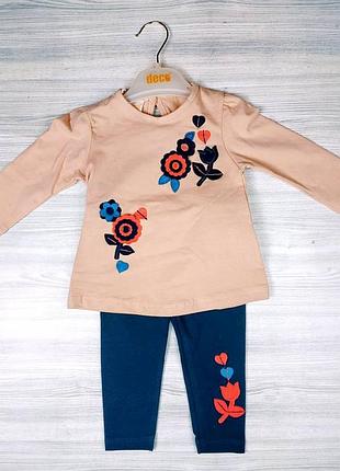 Комплект для девочки flowers розовый туника лосины