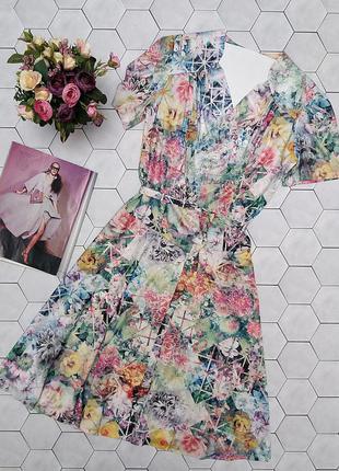 Винтажное миди платье ручной работы в цветочный принт1 фото