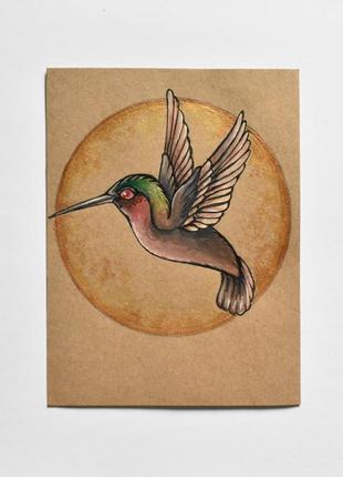 Миниатюра колибри, картина акрилом2 фото
