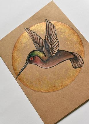 Миниатюра колибри, картина акрилом