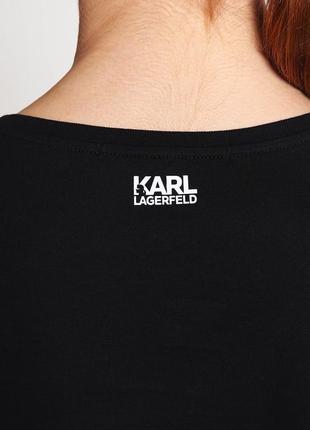 Футболка женская karl lagerfeld ikonik - print t-shirt - black ( черная )3 фото