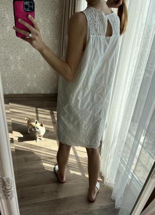 Белое выбитое летнее платье m&s размер м/l4 фото