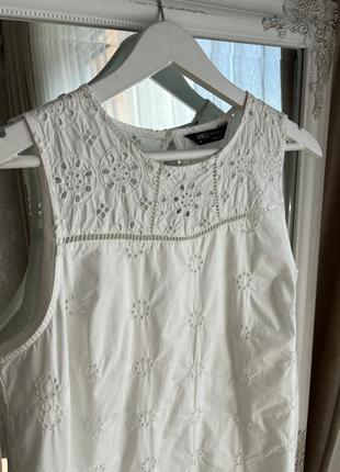 Белое выбитое летнее платье m&s размер м/l7 фото