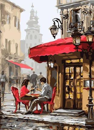 Картина по номерам. городской пейзаж "свидание в кафе" kho2144, 40*50 см