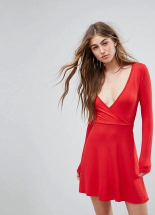 Натуральна червона міні сукня 50 розмір2 фото