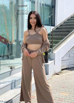 Женский брючный костюм рубчик3 фото