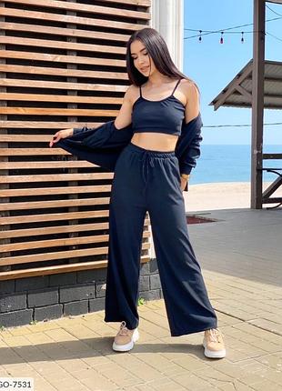 Женский брючный костюм рубчик8 фото