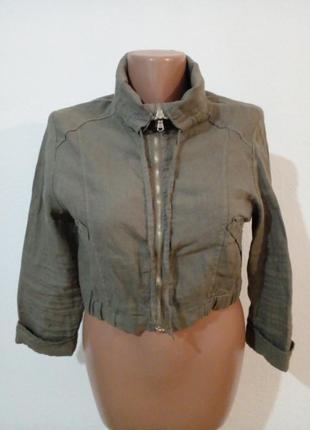 Лляний  кроп жакет літня курточка driver