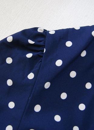 Нарядная блуза в горох синяя6 фото