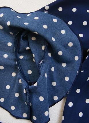 Нарядная блуза в горох синяя4 фото