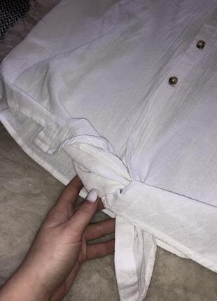 Рубашка блуза на узел широкий пышный рукав натуральная хлопок6 фото