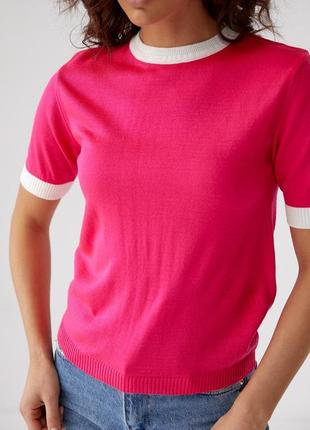 Женская футболка приталенного кроя, вязаны футболка, футболка трикотажная, много цветов, универсальная футболка, базовая футболка6 фото