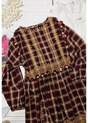 Сукня туніка zara в етно стилі з помпонами9 фото