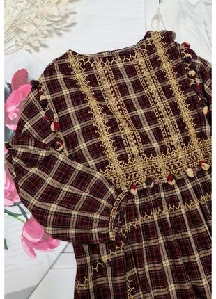 Сукня туніка zara в етно стилі з помпонами7 фото