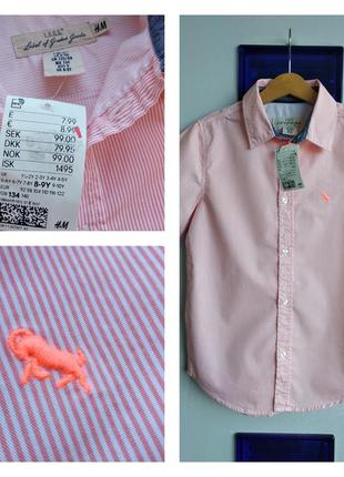 👔крутая летняя рубашка в мелкую полоску на 8-9 лет h&m👔