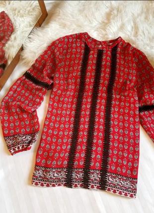 Красная блуза рукава фонарики falmel heritage блузка в цветочек 44 46 распродажа розпродаж2 фото