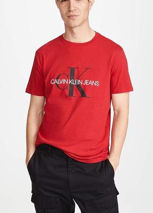 Футболка calvin klein monogram logo crewneck t-shirt tango red