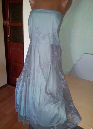 Нарядное платье верх серая сетка с вышивкой