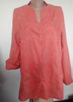 Рубашка,блуза с вышивкой и регулируемым рукавом