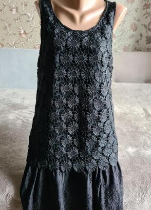✅✅✅ распродажа   черное кружевное платье   сарафан  desigual нат ткань