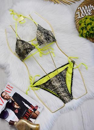 Купальник трикутнички роздільний змійний принт