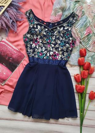 Вечернее блестящее шифоновое платье с пайетками и бисером2 фото
