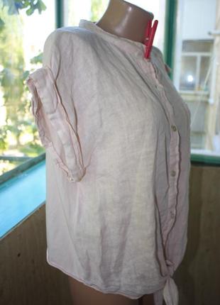 Ніжна лляна блуза з зав'язками італія3 фото