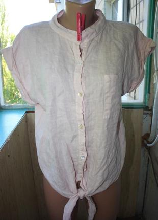 Ніжна лляна блуза з зав'язками італія1 фото