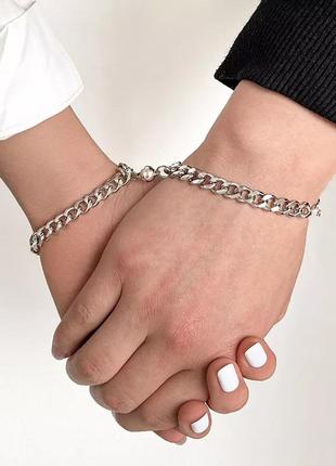 Парние браслети на магните браслети для влюбленних цепь на руку модные браслети для друзей парні браслети на магнітні для закоханих та друзів1 фото
