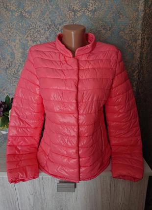 Женская стеганая куртка кораллового цвета на весну осень размер 42/44/46