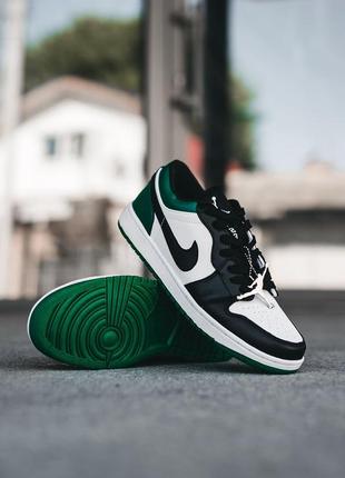 Чоловічі шкіряні кросівки nike air jordan low green/black/white#найк