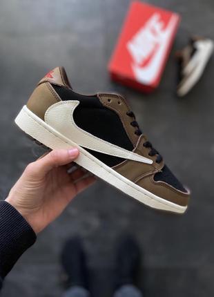 Мужские кожаные кроссовки nike air jordan x travis scott#найк