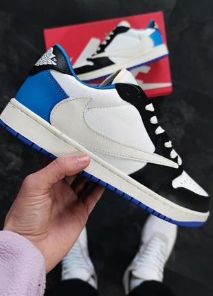 Мужские кожаные кроссовки nike air jordan x travis scott #найк