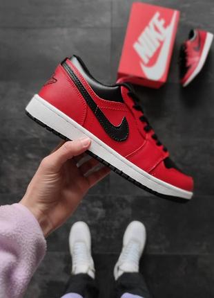 Мужские кожаные кроссовки nike air jordan low red#найк