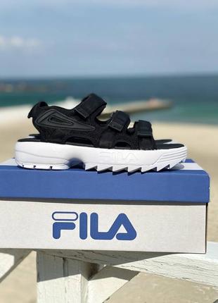 Жіночі сандалі fila disruptor sandal black / сандалі чорні з білим літо / smb ✔️