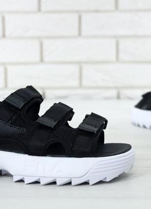 Мужские сандалии fila disruptor sandal black / сандалии черные с белым лето / smb ✔️3 фото