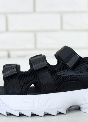 Мужские сандалии fila disruptor sandal black / сандалии черные с белым лето / smb ✔️4 фото