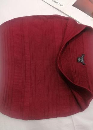 Бордовая мини юбка трикотажная вязанная узоры amisu3 фото