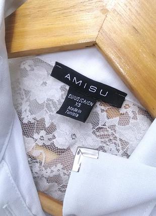 Блузка без рукавов белая с кружевом воротником amisu