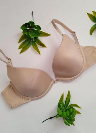 Базовый бежевый гладкий бюстгальтер wonderbra 34c 75c