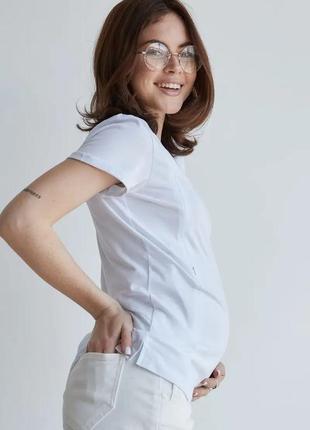 Футболка для вагітних та годуючих мам з принтом біла (біла футболка для вагітних, годуючих)2 фото
