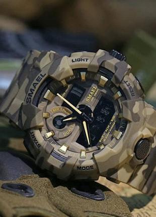 Мужские камуфляжные наручные часы военные армейские с подсветкой секундомером