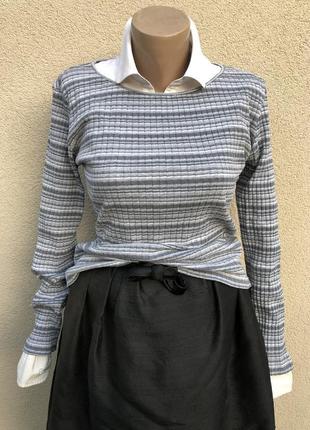 Базовый лонгслив,кофта в рубчик,джемпер в полоску,люкс бренд,valentino jeans