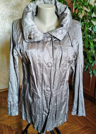 Шикарная жатая куртка серебристого цвета, испания, размер-м - l1 фото