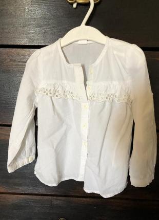 Базова біла блуза - сорочка на 1,5-3 роки