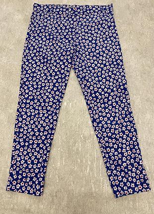 Літні натуральні яскраві брючки/штани в квітковий принт