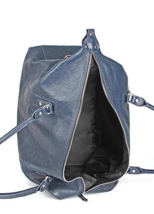Дорожная сумка синяя кожаная8 фото